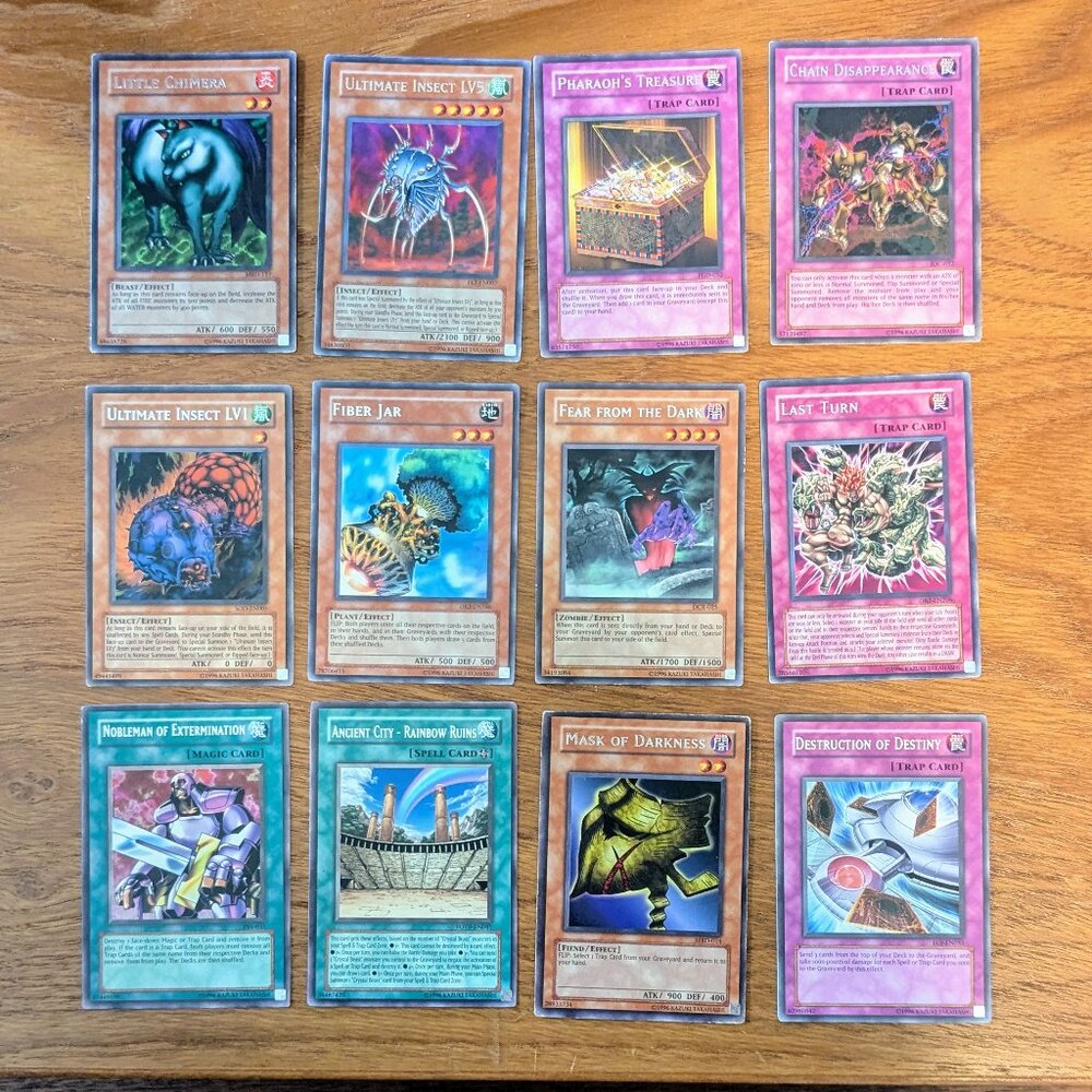Vintage Yu-Gi-Oh! Rare Monster & Trap Lot 12 Cards  Last Turn & Fiber Jar Yugioh